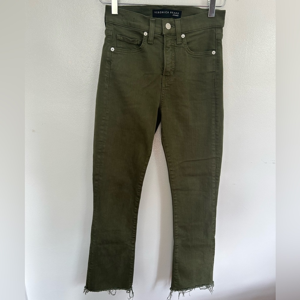 NWOT Veronica Beard Carly Kick Flare High Rise Frayed Hem Jeans Size 25